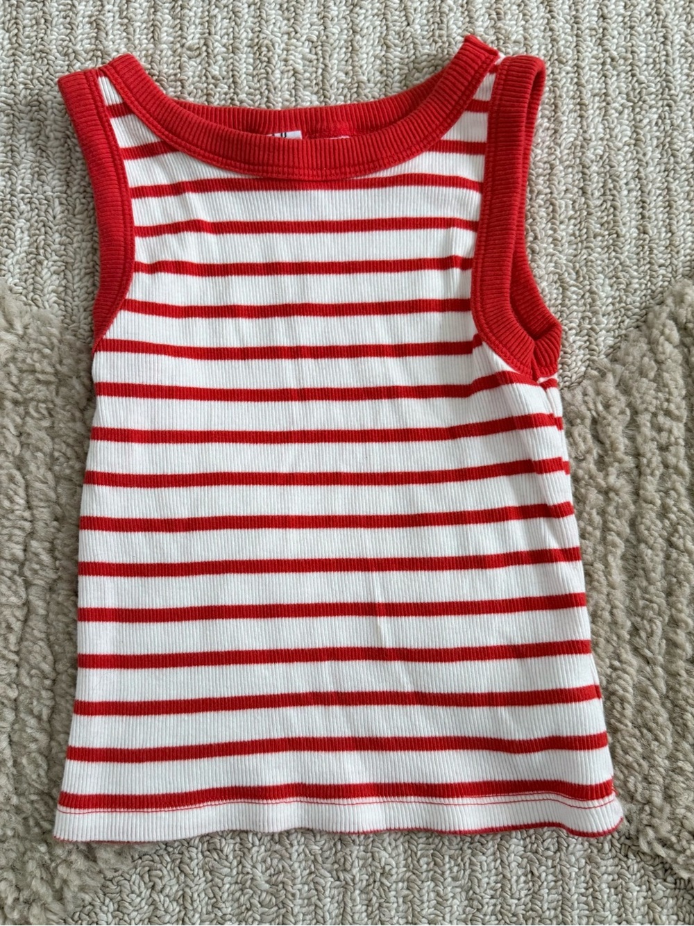 GAP Red and White Striped Ribbed Tank Top